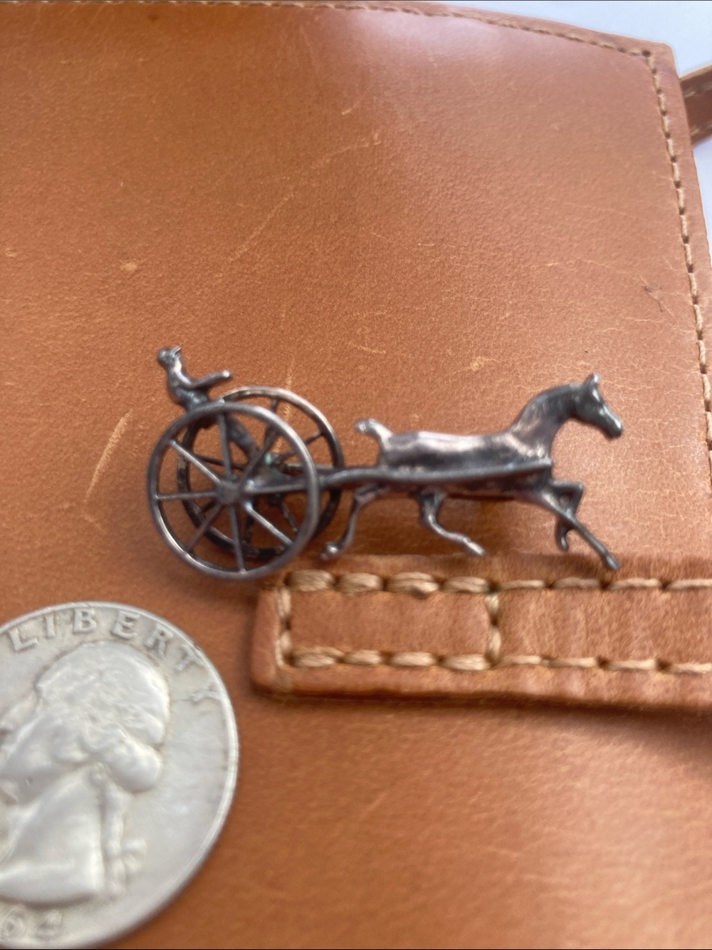 Silver Sterling Horse & Cart Pin